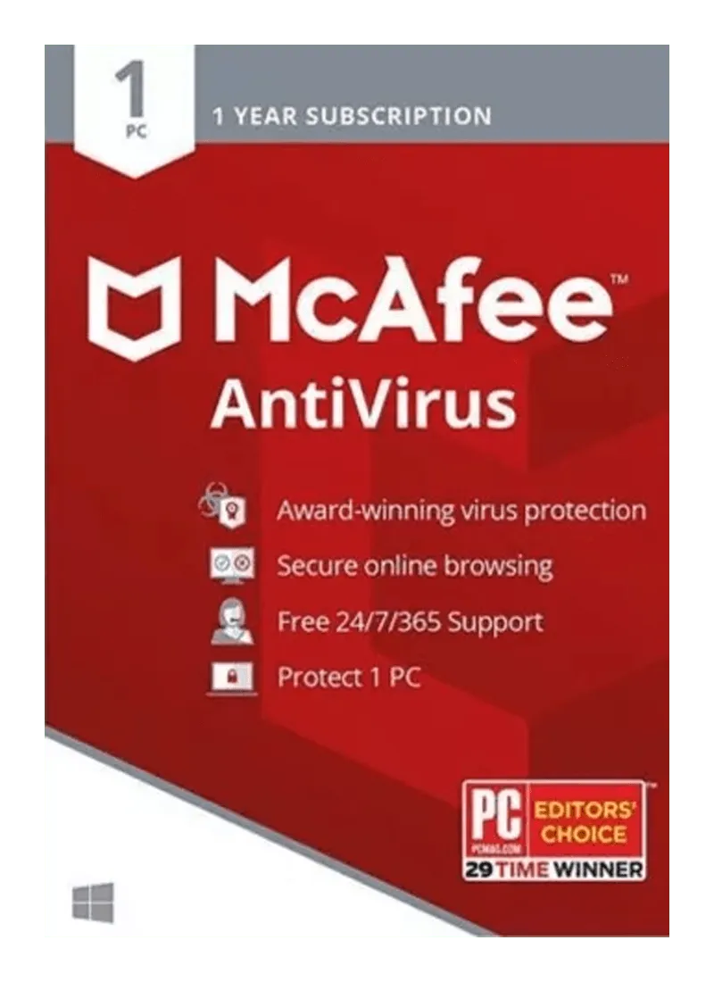 McAfee Antivirus Plus, 3 devices, 1 year