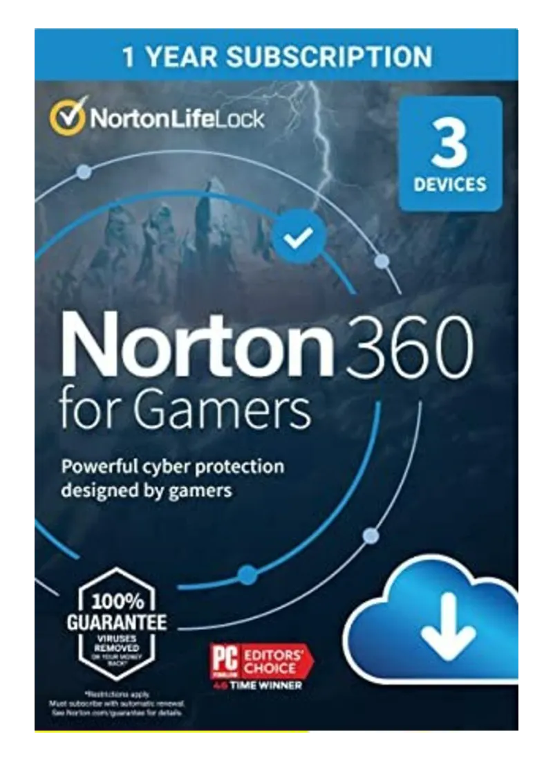 Norton 360 for Gamers, 3 users, 1 year
