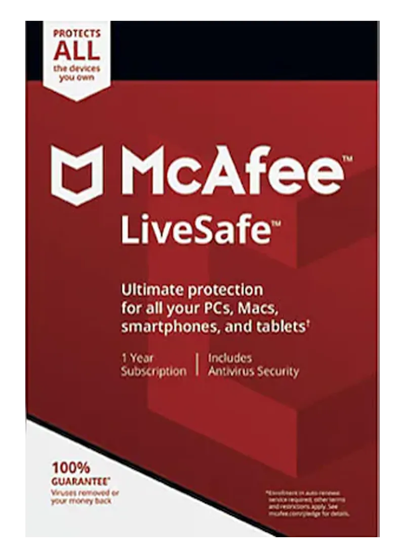 McAfee Livesafe, unlimited devices, 1 year