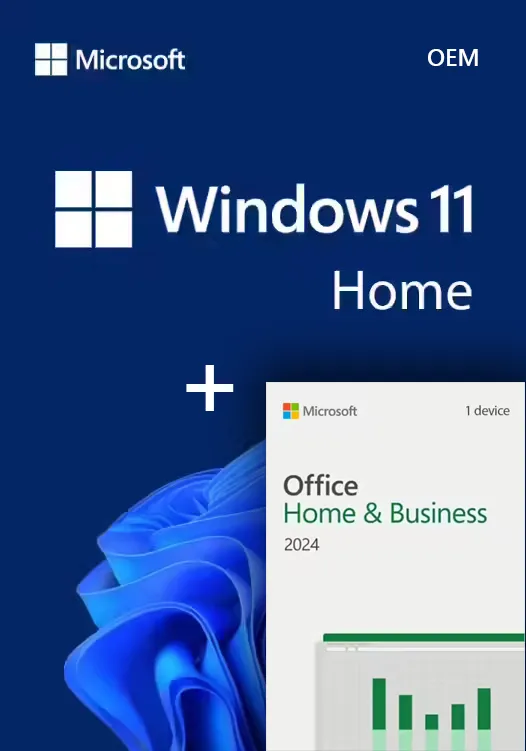 Pachet Windows 11 Home OEM + Office 2024 Home & Business Retail