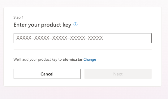 Claim key on setup.office.com page showing where to enter your product key